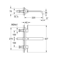 BATERIA LAVABO MURAL ALLURE GROHE